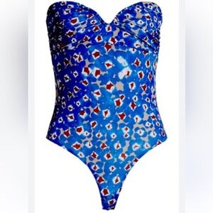 Open Edit From Nordstrom Strapless Bodysuit in Blue Dazzle Zoe Dot | S
